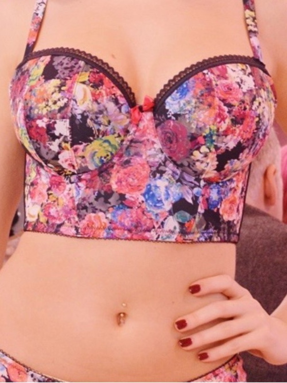 34F Cleo by Panache Floral Longline Balconette Floral Multicolor Bra